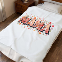 Load image into Gallery viewer, Mama Floral Velveteen Plush Blanket — Cozy Mother's Day Gift