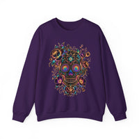 Load image into Gallery viewer, Colorful Sugar Skull Crewneck Sweatshirt | Floral Day of the Dead