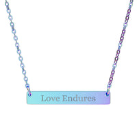Load image into Gallery viewer, Engraved &quot;Love Endures&quot; Bar Necklace
