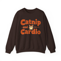 Load image into Gallery viewer, Catnip and Cardio Crewneck sweatshirt | Cute Cat Workout Graphic