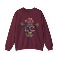 Load image into Gallery viewer, Colorful Cowboy Skull Sweatshirt | Neon Western Skull Crewneck