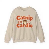 Load image into Gallery viewer, Catnip and Cardio Crewneck sweatshirt | Cute Cat Workout Graphic