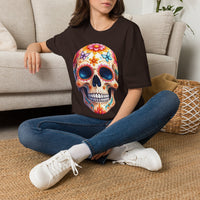 Load image into Gallery viewer, Colorful Sugar Skull T-Shirt | Day of the Dead Floral Skull Tee
