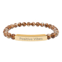 Load image into Gallery viewer, Positive Vibes Engraved Bar Bracelet | Natural Stone Stretch Bracelet
