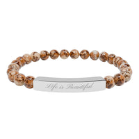 Load image into Gallery viewer, Life Is Beautiful engraved bar Natural Stone Stretch Bracelet | Inspirational beaded bracelet