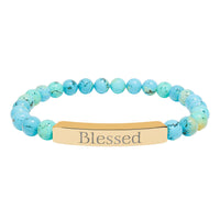 Load image into Gallery viewer, Blessed Engraved Bar Bracelet Natural Stone Bracelet | Stretch

