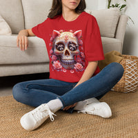 Load image into Gallery viewer, Floral Raccoon Sugar Skull T-Shirt, Day of the Dead Calavera Shirt, Cute Halloween Tee