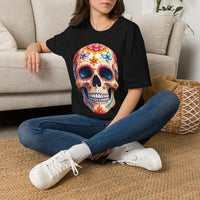 Load image into Gallery viewer, Colorful Sugar Skull T-Shirt | Day of the Dead Floral Skull Tee