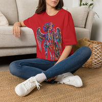 Load image into Gallery viewer, Floral Angel Skeleton Shirt - Neon Rose Winged Skull Tee - Vintage Unisex Day of the Dead T-Shirt - Back to School Goth Streetwear