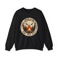 Load image into Gallery viewer, S'mores Appreciation Society Crewneck Sweatshirt, Roast, Relax, Repeat Camping Graphic