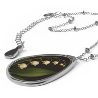 Load image into Gallery viewer, Lily of the Valley - Pendant Oval Necklace | Floral Teardrop Jewelry
