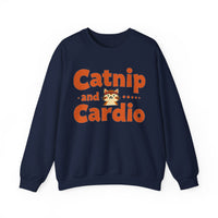 Load image into Gallery viewer, Catnip and Cardio Crewneck sweatshirt | Cute Cat Workout Graphic