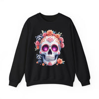 Load image into Gallery viewer, Sugar Skull Raccoon Sweatshirt, Floral Calavera Crewneck, Day of the Dead Pullover, Spooky Cute Animal Graphic Tee, Gothic Flower Crown Gift