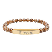 Load image into Gallery viewer, Blessed Engraved Bar Bracelet Natural Stone Bracelet | Stretch
