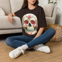 Load image into Gallery viewer, Floral Sugar Skull T-Shirt, Day of the Dead Shirt, Colorful Calavera Tee, Mexican Halloween Shirt