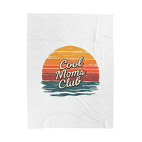 Load image into Gallery viewer, Velveteen Plush Blanket — "Cool Moms Club" Retro Sunset Throw