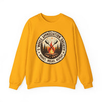 Load image into Gallery viewer, S'mores Appreciation Society Crewneck Sweatshirt, Roast, Relax, Repeat Camping Graphic