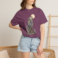 Load image into Gallery viewer, Howling Floral Wolf T-Shirt — Moonlit Nature Graphic Tee
