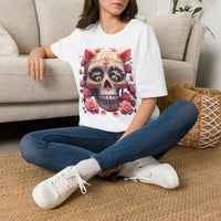 Load image into Gallery viewer, Floral Raccoon Sugar Skull T-Shirt, Day of the Dead Calavera Shirt, Cute Halloween Tee