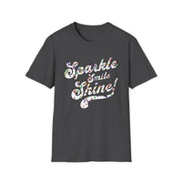 Load image into Gallery viewer, Sparkle Smile Shine - Unisex Softstyle T-Shirt, Inspirational Tee, Motivational Shirt, Gift for Friends, Casual Wear
