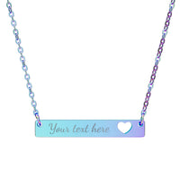 Load image into Gallery viewer, Engravable Cutout Heart Bar Necklace — Personalized Name Bar Pendant