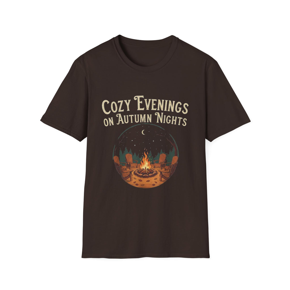 Cozy Evenings T-Shirt, Fall Fashion, Unisex Tee, Campfire Shirt, Gift for Nature Lovers, Casual Fall Wear