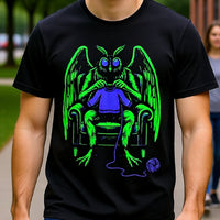 Load image into Gallery viewer, Mothman Knitting Sweater Shirt - Cute Cryptid Neon Tee - 90s Retro Unisex Graphic Tshirt - Weirdcore Back to School Streetwear