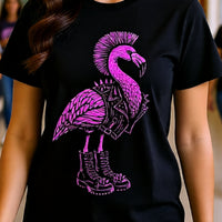 Load image into Gallery viewer, Punk Rock Flamingo Shirt, Gothic Flamingo T Shirt, Rockabilly Bird Tee, Alternative Graphic Shirt, Edgy Flamingo Gift