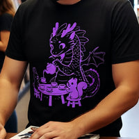 Load image into Gallery viewer, Cute Dragon Tea Party Shirt - Neon Fantasy Gamer Tee - 90s Retro Unisex Graphic T-Shirt - Cozy Back to School Aesthetic Streetwear