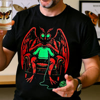 Load image into Gallery viewer, Mothman Knitting Sweater Shirt - Cute Cryptid Neon Tee - 90s Retro Unisex Graphic Tshirt - Weirdcore Back to School Streetwear