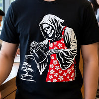 Load image into Gallery viewer, Grim Reaper Bonsai Shirt - Funny Skeleton Gardening Tee - 80s Neon Graphic T-Shirt - Retro Unisex Streetwear, Back to School Clothes
