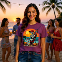 Load image into Gallery viewer, Surfing Skeleton Halloween T-Shirt