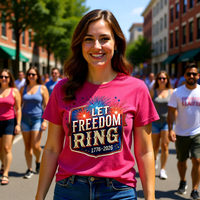 Load image into Gallery viewer, Let Freedom Ring T-Shirt, Patriotic Fireworks Tee, 4th of July, 250th, America's 250th birthday