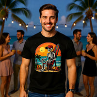 Load image into Gallery viewer, Surfing Skeleton Halloween T-Shirt