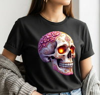 Load image into Gallery viewer, Floral Sugar Skull, Day of the Dead Tee, Gothic Flower Skull Shirt, Calavera Halloween Tshirt, Edgy Boho Skull Graphic Tee