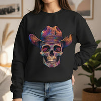 Load image into Gallery viewer, Colorful Cowboy Skull Sweatshirt | Neon Western Skull Crewneck