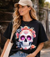 Load image into Gallery viewer, Day of the Dead Raccoon Design - Sugar Skull - Dios De Muertos