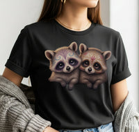Load image into Gallery viewer, Sugar Skull Raccoons, Day of the Dead Trash Panda Tee, Calavera Raccoon Shirt, Halloween Tee, Dia de los Muertos Gift