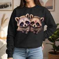 Load image into Gallery viewer, Sugar Skull Raccoons Sweatshirt, Cute Halloween Crewneck, Day of the Dead, Animal Lovers Gift, Pullover