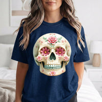 Load image into Gallery viewer, Floral Sugar Skull T-Shirt, Day of the Dead Shirt, Colorful Calavera Tee, Mexican Halloween Shirt