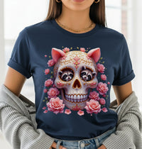 Load image into Gallery viewer, Floral Raccoon Sugar Skull T-Shirt, Day of the Dead Calavera Shirt, Cute Halloween Tee