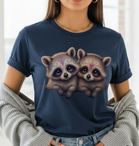 Load image into Gallery viewer, Sugar Skull Raccoons, Day of the Dead Trash Panda Tee, Calavera Raccoon Shirt, Halloween Tee, Dia de los Muertos Gift