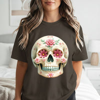 Load image into Gallery viewer, Floral Sugar Skull T-Shirt, Day of the Dead Shirt, Colorful Calavera Tee, Mexican Halloween Shirt