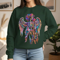 Load image into Gallery viewer, Angel Skeleton Sweatshirt, La Catrina, Day of the Dead, Psychedelic Goth Graphic Tee, Spooky Angelic Skull Gift