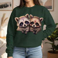 Load image into Gallery viewer, Sugar Skull Raccoons Sweatshirt, Cute Halloween Crewneck, Day of the Dead, Animal Lovers Gift, Pullover