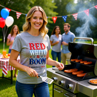 Load image into Gallery viewer, "Red White &amp; Boom" America 250 Patriotic Tee (1776–2026)