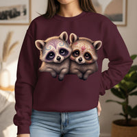 Load image into Gallery viewer, Sugar Skull Raccoons Sweatshirt, Cute Halloween Crewneck, Day of the Dead, Animal Lovers Gift, Pullover