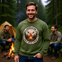 Load image into Gallery viewer, S'mores Appreciation Society Crewneck Sweatshirt, Roast, Relax, Repeat Camping Graphic