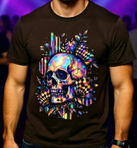 Load image into Gallery viewer, Holographic Crystal Skull Shirt - Abstract Geometric Graphic Tee - Vintage Unisex Halloween T-Shirt - Back to School Gorpcore Streetwear