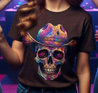 Load image into Gallery viewer, Mosaic Cowboy Skull Shirt - Ornate Western Gothic Graphic Tee - Retro Unisex Country T-Shirt - Back to School Edgy Halloween Wear